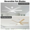 thumbnail image 5 of 60" Modern White Wood Grain Smart Ceiling Fan with Dimmable LED Light and Remote, 5 of 16
