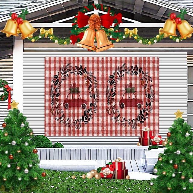 Puntoco Banner para puerta de garaje de Navidad, copos de nieve de colores, decoraciones navideñas para puerta de garaje, decoraciones navideñas de fondo, fiesta de invierno de Año Nuevo
