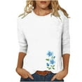 thumbnail image 2 of Juslio Blouses for Women Crew Neck 3/4 Sleeve Tees Print Graphic Shirts Plus Size Casual Loose, 2 of 4