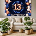 thumbnail image 5 of Gold Balloon Happy Birthday Banner Official Teen Theme Decorative Design Crown Element Party Celebration for Teen Birthday Indoor Celebration Photo Shoot, 5 of 7