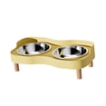 thumbnail image 2 of Cuencos elevados para gatos Juego de cuencos elevados para comida y agua para gatos con 2 comederos de acero inoxidable para mascotas Amarillo, 2 of 8