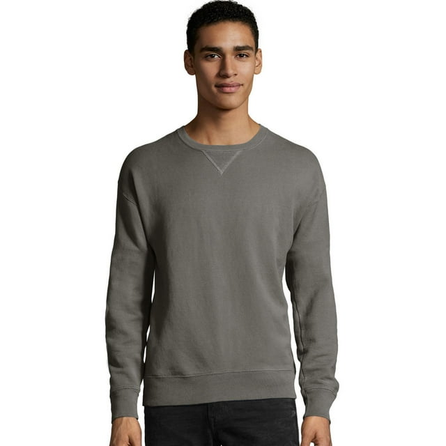 Hanes Mens Big ComfortWash Garment Dyed Fleece Sweatshirt, S, Concrete Gray