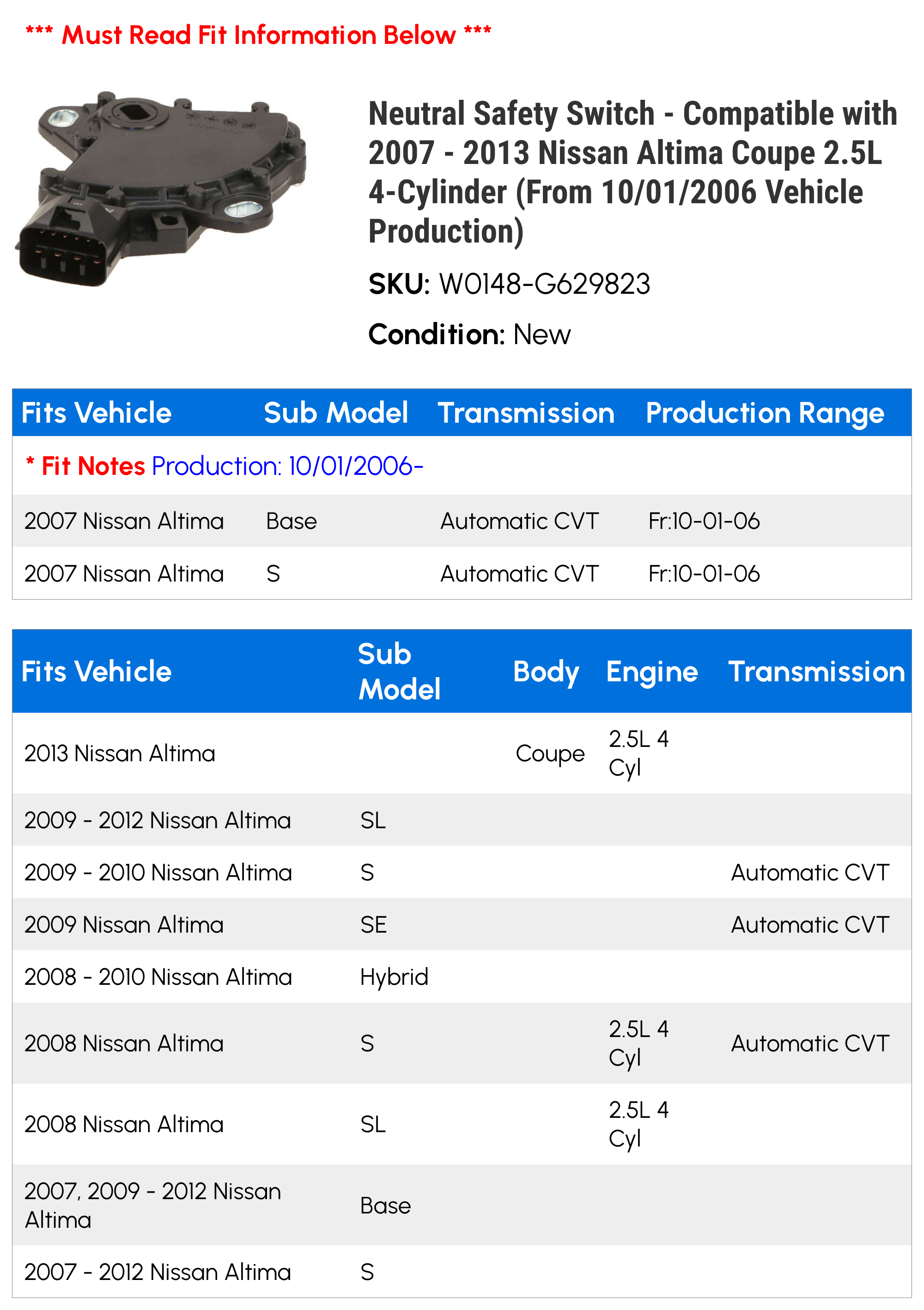 Evan-Fischer CV Half Shaft Axle – Front Driver Left Side For 2007-2013 Nissan Altima 3.5L CVT