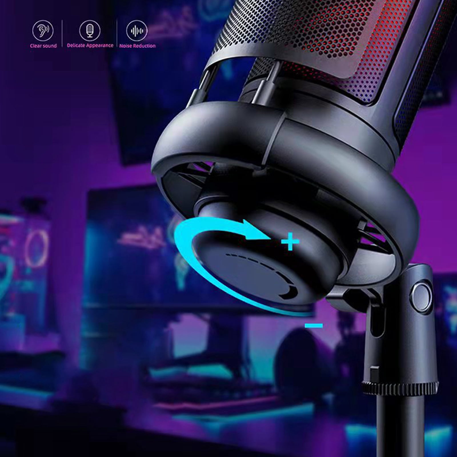 Color USB Microphone for Gaming PC Streaming Podcasting Mute Button Condenser Mic Noise Reduces