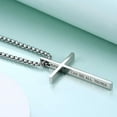 thumbnail image 3 of Men Necklace Stainless Steel Cross Charm Necklace "I Can Do All Things Through Christ" Lightweight Pendant Necklace, 3 of 8