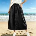 thumbnail image 2 of Cmfcve Long Gauze Skirts for Women Ankle-Length Cotton Linen A-Line Skirt Elastic Drawstring Waist Oversized Maxi Skirt, 2 of 8