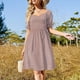 thumbnail image 4 of Vestido de manga corta con textura de cocodrilo rosa Vestido de verano para mujer Vestido holgado para mujer, 4 of 7