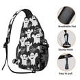 thumbnail image 3 of Sling Backpack,Black Halloween Ghosts with Boo Sling Bag with Water Bottle Holder,Waterproof Sling Bag for Men/Women with Headphone Jack for Hiking,Travel, 3 of 6