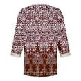 thumbnail image 5 of Dreluolixuan Summer Tops for Women 3/4 Sleeves Tees V Neck Blouses Graphic Vintage Shirts Lace Trim Patchwork Pullover Casual Summer Vacation 2024 Fashion Trendy Clothing Red 2XL, 5 of 5
