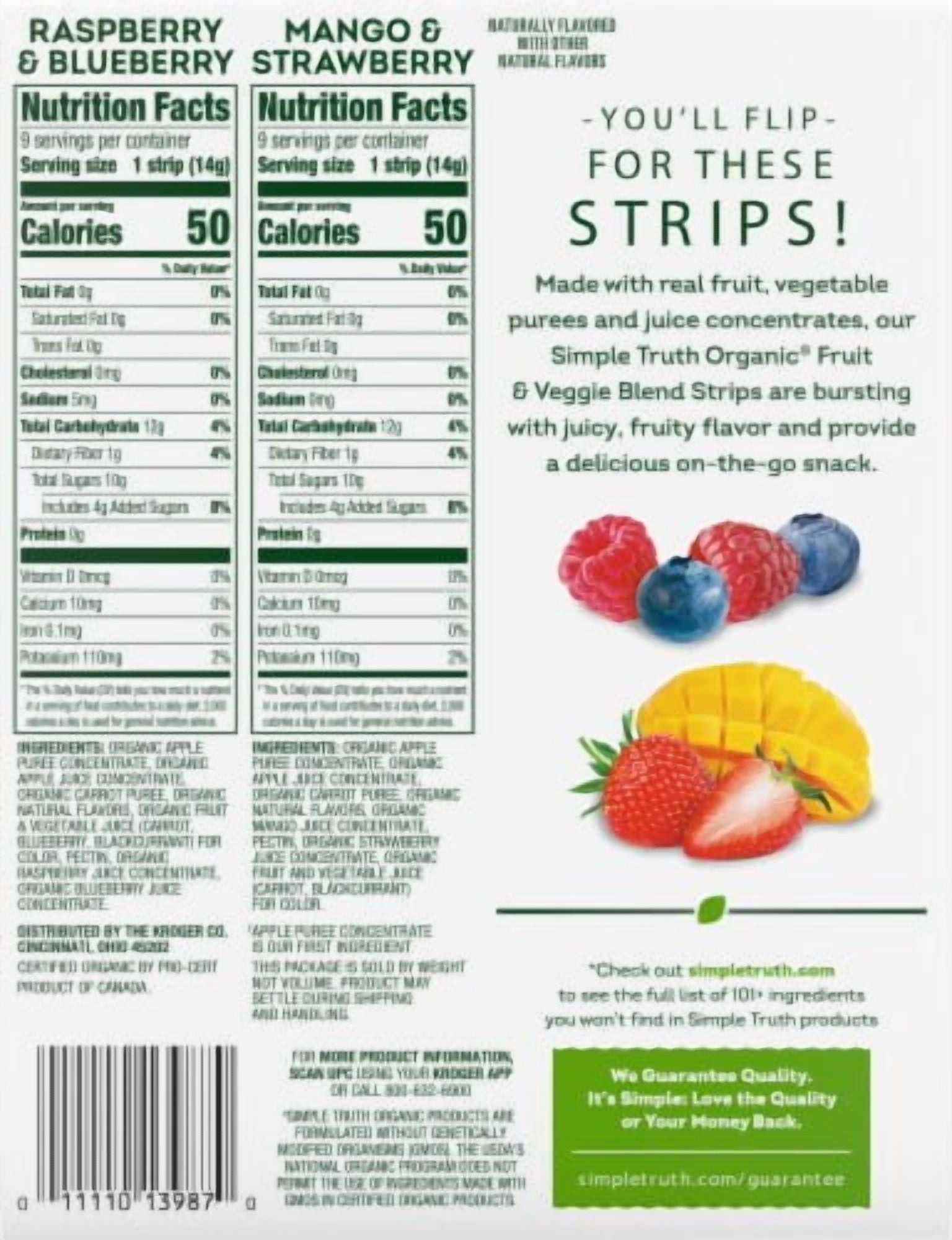 2X - Simple Truth Organic Fruit Strip Variety Pack-18 ct