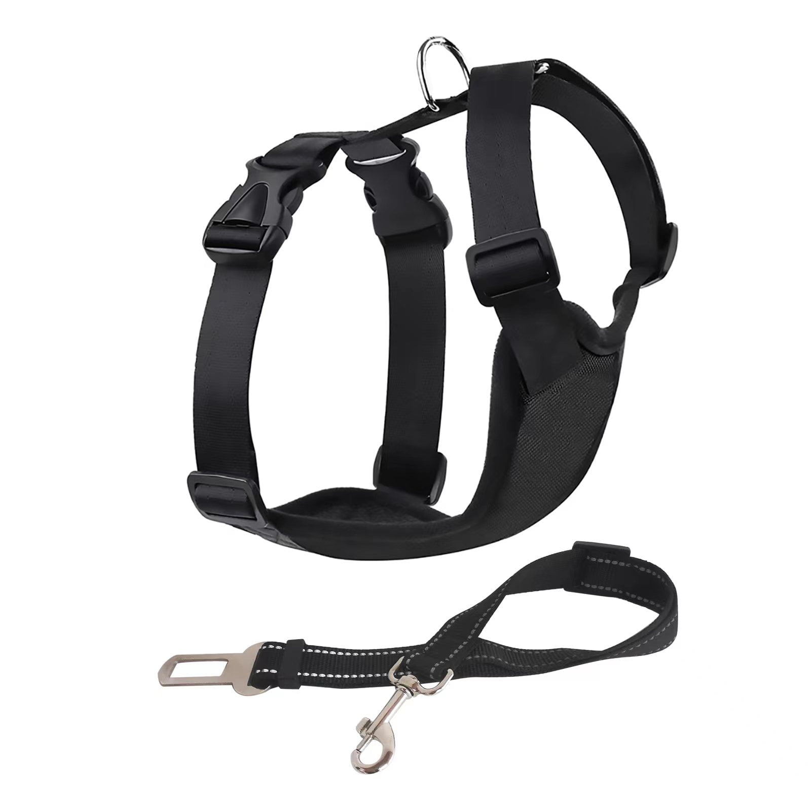 Dog Safety Vest Harness with Safety Belt for Most Car, Travel Strap