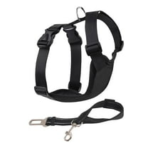 Dog Safety Vest Harness with Safety Belt for Most Car, Travel Strap Vest with Car Seat Belt Lead Reflective Adjustable Lightweight and Comfortable for Small Medium Large Dogs