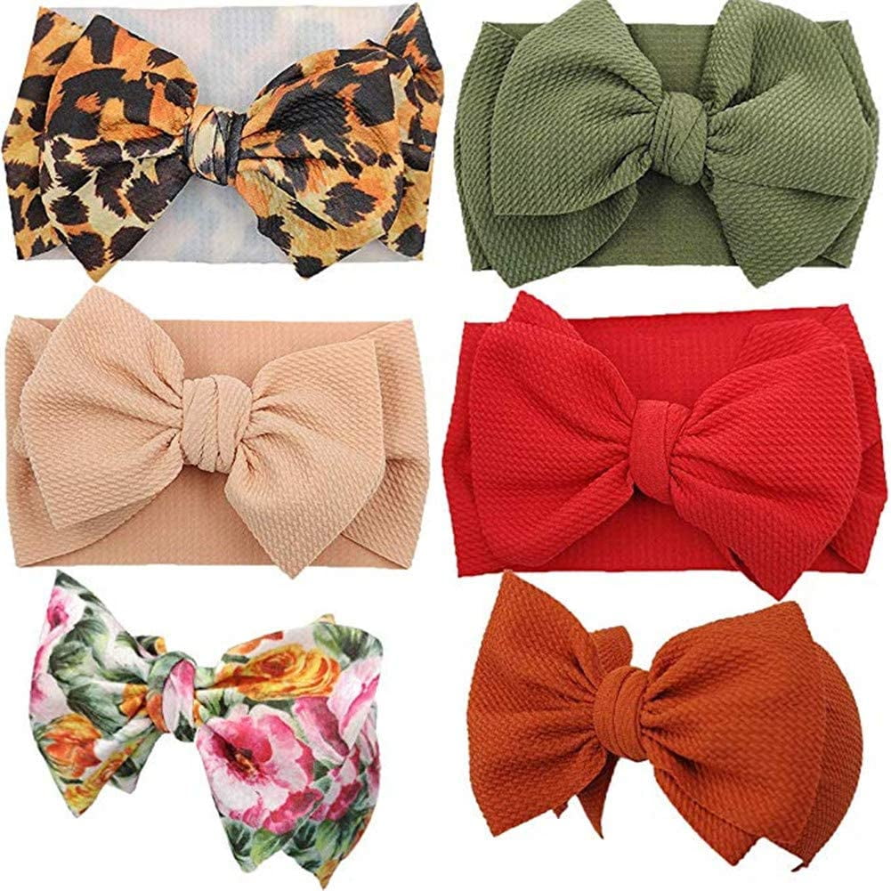 Baby Girl Bow Headbands Newborn Baby Turban Knotted Elastic Headwraps for Infant Toddler Hair Accessories HP03-6PCS