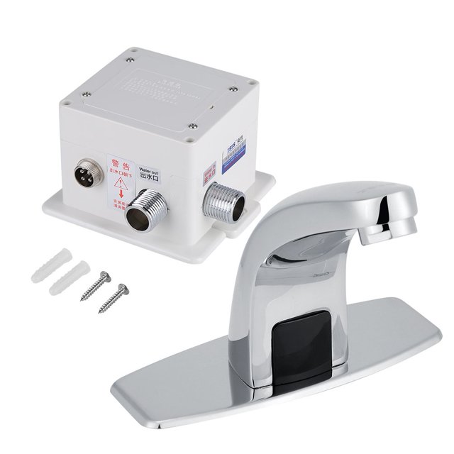 Grifo automático con sensor de infrarrojos, acabado cromado, sin contacto, para cocina, baño, fregadero, grifo de agua, manos de aleación de zinc, grifo con caja de control