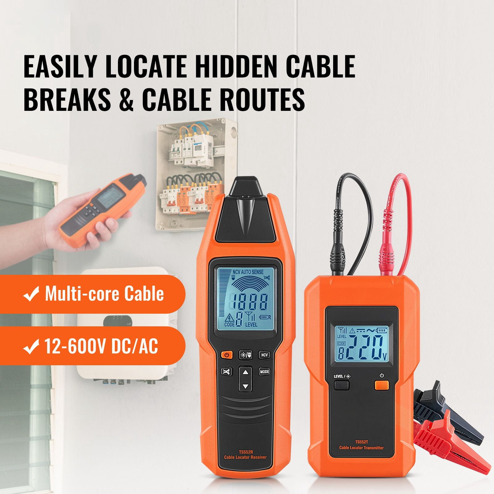 Underground Cable Locator Non-Energized Wire Detector, Dual Detection Modes Accurate Wire Tracer, for Buried Cables Wires Pipes Landscaping