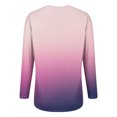 thumbnail image 6 of Women's Gradient Color Raglan Sleeve Round Neck Sweatshirt, Long Sleeve Soft Rayon Blend Pullover Top with Loose Fit for Fall Season, Casual Streetwear and Legging Pairing Outfits Purple XXXXL, 6 of 9