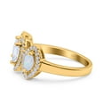 thumbnail image 2 of Yellow Tone, Simulated Cubic Zirconia Size-7 Halo Marquise Art Deco Three Stone Wedding Bridal Ring Created White Opal 925 Sterling Silver, 2 of 7