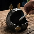 thumbnail image 6 of Cigar Ashtrays For Men Luxury, Outside Ashtrays For Cigarettes For Patio, Ceramic Cigar Tray Cool Ashtrays-black-12x12x13cm, 6 of 7