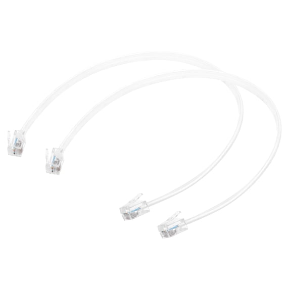 Uxcell 2 Pack Telephone Cord, 1ft Phone Cable RJ12 6P6C Male to Male Straight Wired Handset Cord for Home, Office, White