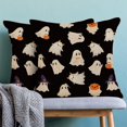 thumbnail image 2 of Halloween Pillow Covers 16x16 Inch Set of 2, Happy Halloween Funny Ghost Pumpkin Decorative Throw Pillowcase Black and White Ghost Cushion Cover for Sofa Couch Living Room Bed Decor, 2 of 6