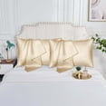 thumbnail image 4 of SIYTUAU Silky Satin Pillow Covers 2 Pack Standard Size 20X30 Inches Breathable Polyester Pillowcase Set For Hair Care Bedding Home Decor Beige Twin Set Beige, 4 of 8