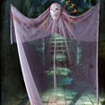 thumbnail image 1 of Decoración de fantasma colgante de Halloween con voz, máscara de fantasma de terror luminosa, gasa para fiesta, interior al aire libre, decoración de patio de casa encantada, 1 of 4