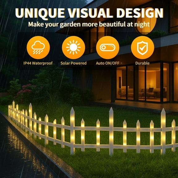 Christmas Solar Pathway Lights, Garden Edging, Outdoor Christmas Decoration Light with Remote for Patio Landscape- Warm 8 pack