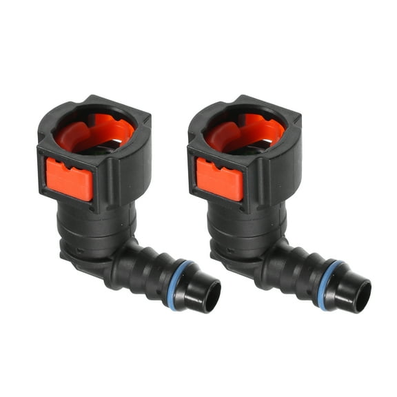 Unique Bargains Car Fuel Line Hose Quick Release Connector 90 Degree 3/8" 9.49mm SAE to 5/16" 8mm Hose Red 2 Pcs