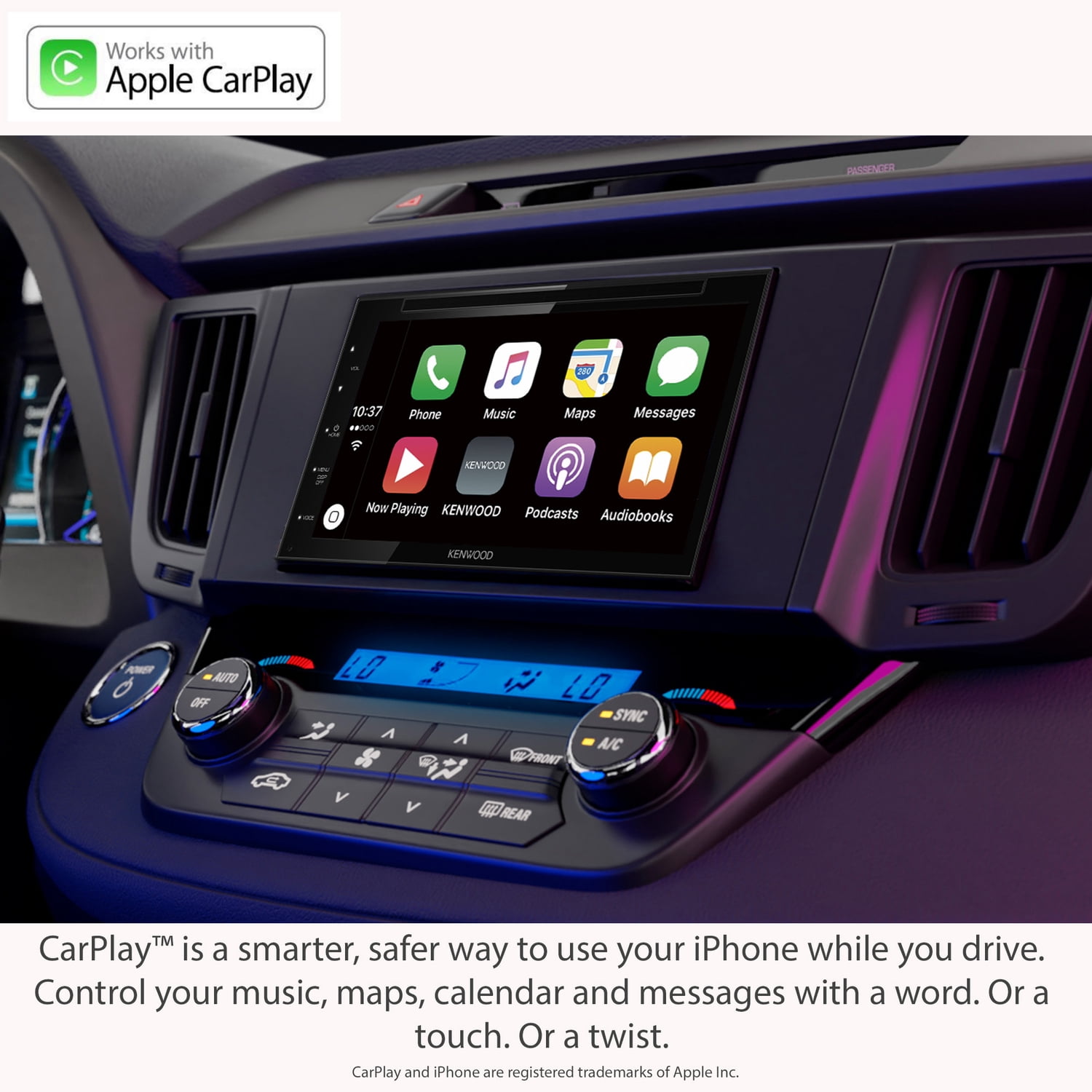 KENWOOD DDX5707S 6.8-In. Car In-Dash Unit, Double-DIN with Bluetooth, DVD, Apple CarPlay, Android Auto, and SiriusXM Ready