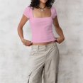 y2k Crop Top 2000s Aesthetic Clothing Women Summer Solid Color Square