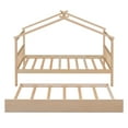 thumbnail image 5 of Bellemave Twin Size House Bed with Trundle, Wood Platform Bed Frame with House Shape Roof forTeens(Natural), 5 of 11