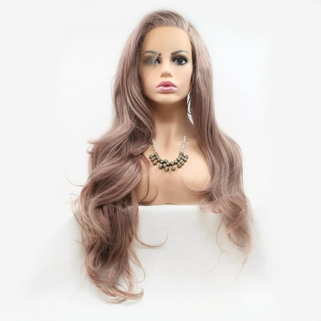 Dolago Long Wavy Hair Free Part Heat Resistant Synthetic wigs for Women Lace Front