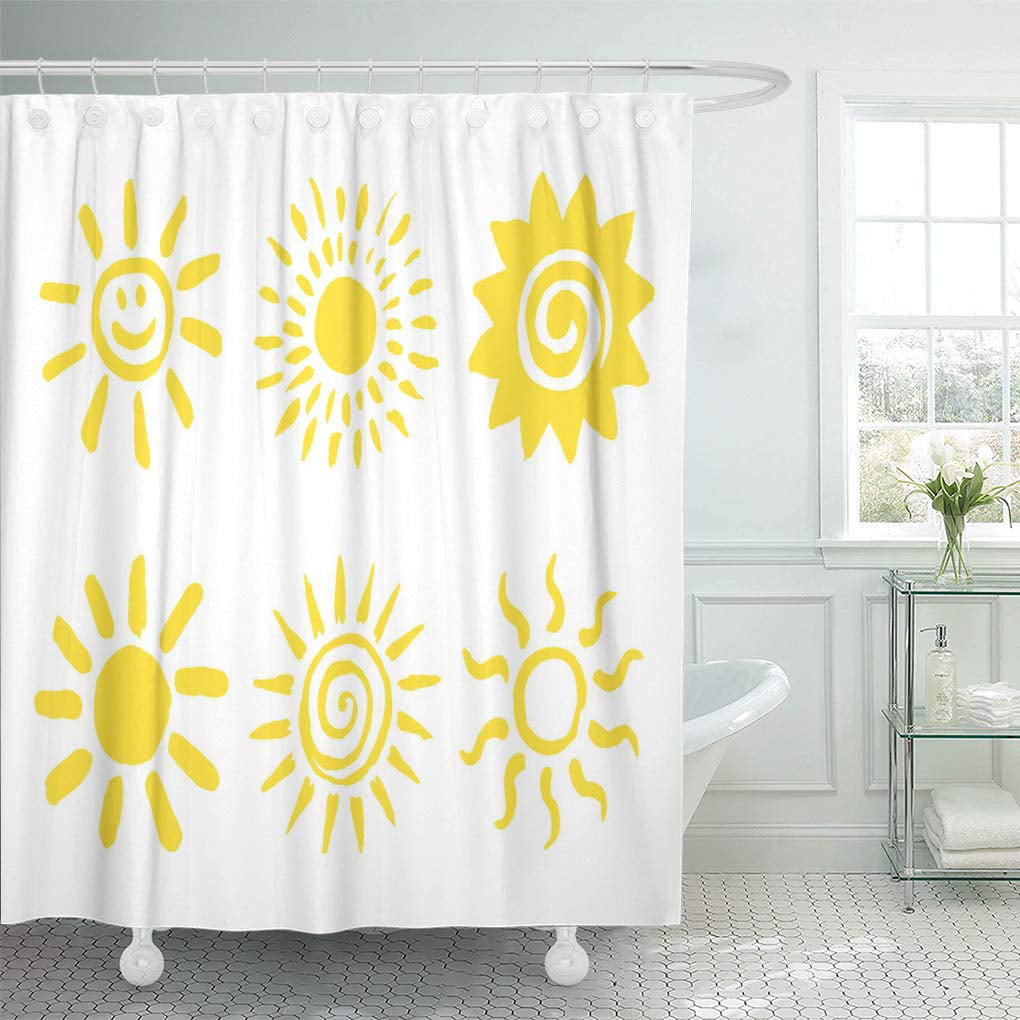 Antiqued Farmhouse Sunflower Shower Curtain Hooks Set of 12 Bath Decor 