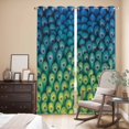 thumbnail image 3 of Kitchen Curtains 84 Inch Length 2 Panels, Ombre Peacock Grommets Window Treatment Curtain, Vintage Abstract Peacock Feather Gradient Blue Thermal Curtains Drapes for Living Room/Bathroom, 3 of 9