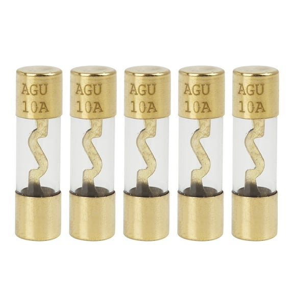 AGU Fuse 5pcs 10 Amp Gold Tone Plated for Car Audio Video Stereo