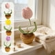 thumbnail image 1 of Bonsái Tejido Maceta de tulipanes de ganchillo hecha a mano con flores de hilo para decoración del hogar, oficina, escritorio o coche, regalo de primavera (rosa, 1 pieza) Rkxzt, 1 of 8