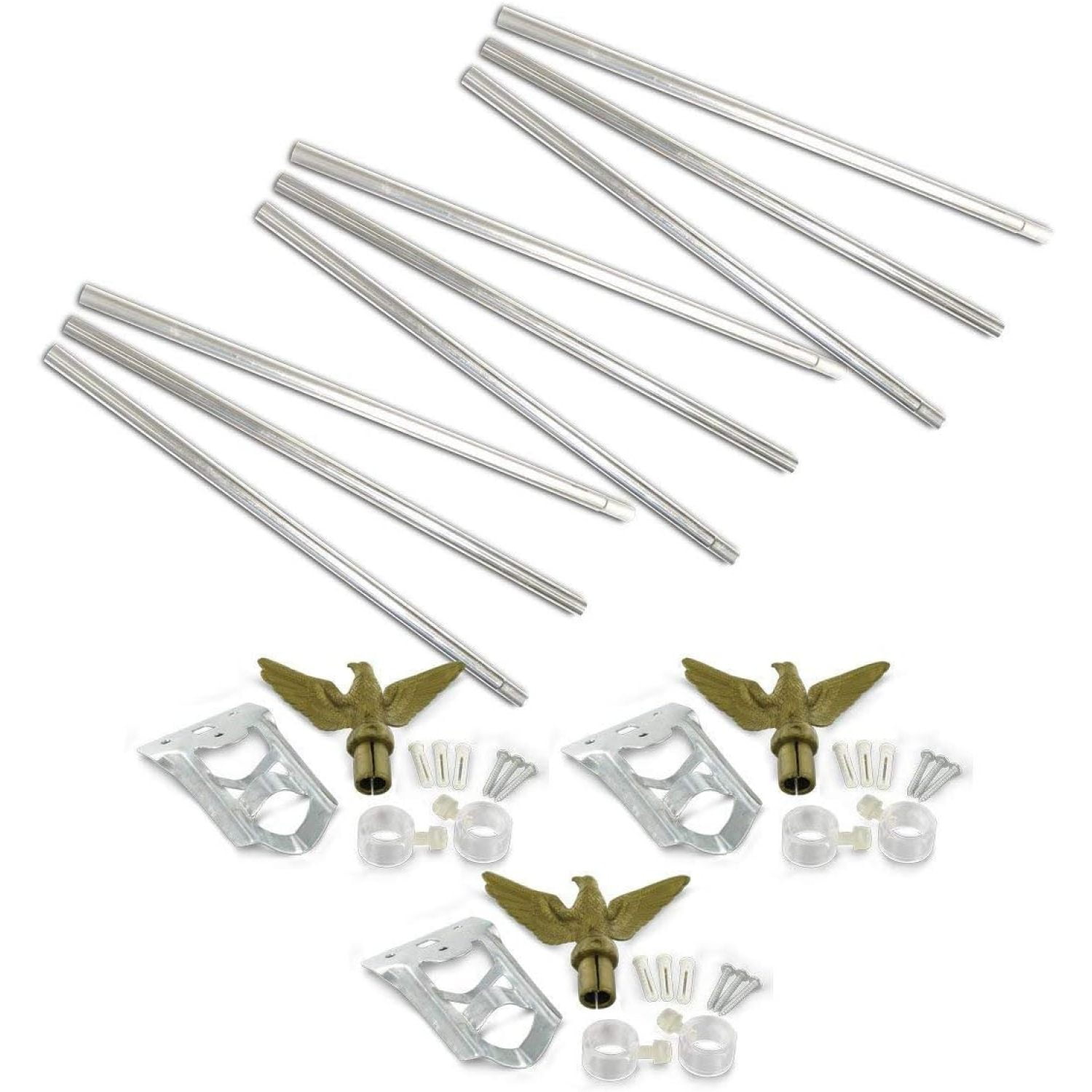 CYQUIO 3 Pack Residential Flagpole Set for 3ft x 5ft Flag Flagpole