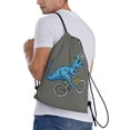thumbnail image 5 of Japuie Fun Riding Dinosaur Print Drawstring Backpack,Drawstring Bags, Draw String Back Bag,Sport Gym Bag for Sports, Gym, Travel, Swimming, Beach -Medium, 5 of 7