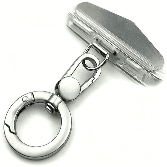TUWAFE Metal Phone Tether, Universal Cellphone Lanyard Pad with 360 Rotation Spring Ring, Silver