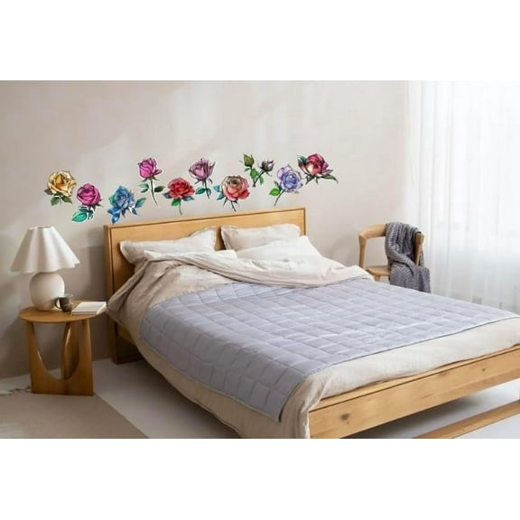 Watercolor Rose Wall Decals – Romantic Floral Wall Stickers for Bedroom, Living Room, Nursery – Vintage Flower Vinyl Art, Removable Peel and Stick Wall Decor, Botanical Garden Rose Wall Mural