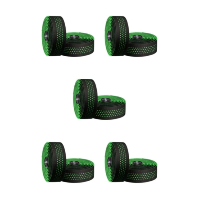 Transemion 2x EVA PU Bike Handlebar Tape Wraps Slip Tapes Handle Anti Bar Wrap Green 2.1m 5Set