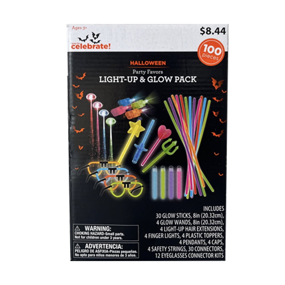 Way To Celebrate Light-up and Glow Pack 100 Count Multi Color Safety Item