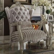 ACME Versailles Chair with 1 Pillow, Ivory Velvet & Bone White - 47 x 33 x 36 in.