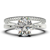 Dazzling Minimalist 2.00 Carat Oval Cut Diamond Moissanite Engagement Ring, Wedding Ring, One Matching Band in Silver With 18k White Gold Plating Gift For Loveria, Promise Ring