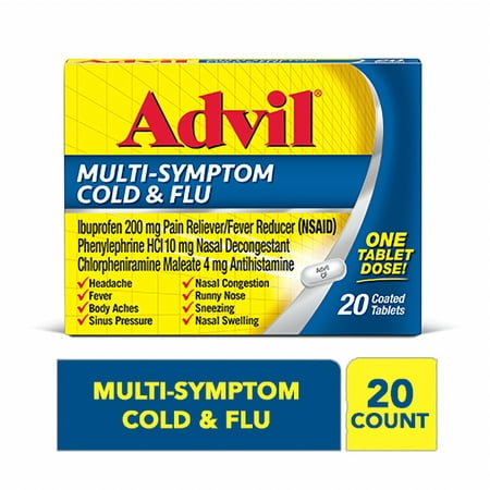 Advil Multi-Symptom Cold & Flu Tablet (20 Count) Coated Tablet, 200 MG (Best Medicine To Take For Flu Like Symptoms)