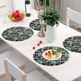 thumbnail image 6 of Coolnut Green Checked Snowflake Round PVC Placemats 1 PCS, Non-Slip Heat Resistant Table Mat Kitchen Dining Table Plate Mat, 15.4inch186 Home Decor Gifts, 6 of 7