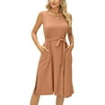 thumbnail image 2 of Defitshape Women's Midi Dresses Sexy Sleeveless Sundress Side Split Summer Date Night Fall Spring High Waist Dress Khaki Large, 2 of 4