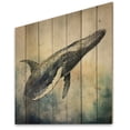 thumbnail image 2 of Designart "Graceful Whale Ocean s Elegance" Animals Print on Natural Pine Wood, 2 of 5