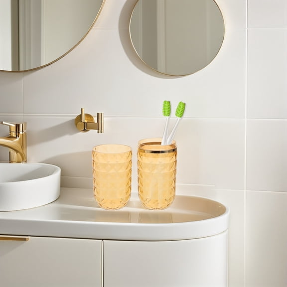 PENIKOKO Toothbrush and Cup Holder Set, Plastic Bathroom Organizer, Easy to Clean, Perfect for Daily Use, 1 Piece