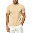 thumbnail image 6 of TKKCS Mens Mock Neck Short Sleeve T-Shirt- Lightweight Summer Casual Stretch Daily Wear Slim Fit Basic Tee Khaki Size L, 6 of 7